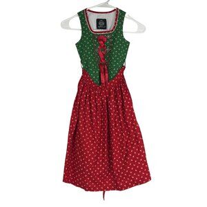ALMENRAUSCH - WOMEN'S 116 - GREEN & RED  GERMAN DIRNDL DRESS OKTOBERFEST